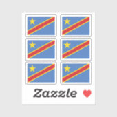 Vlag van DR Congo Collectie pack van 6 Sticker (Vel)