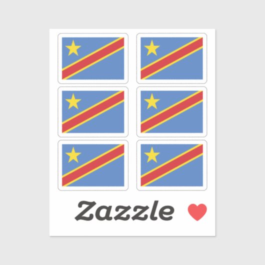Vlag van DR Congo Collectie pack van 6 Sticker (Vel)