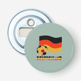 Vlag van Duitsland met voetbal grijs rand Button Flesopener