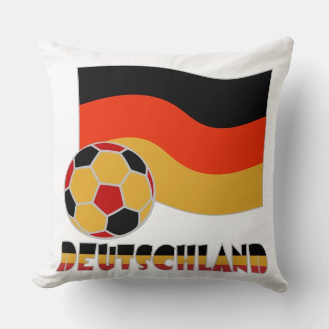 Vlag van Duitsland met voetbal grijs rand Kussen (Voorkant)