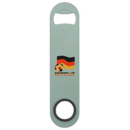 Vlag van Duitsland met voetbal grijs rand Speed Flessenopener