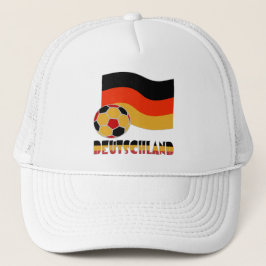 Vlag van Duitsland met voetbal grijs rand Trucker Pet