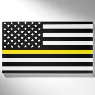 Vlag van dun gele lijnverzenders naambadge