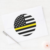 Vlag van dun gele lijnverzenders ronde sticker (Envelop)
