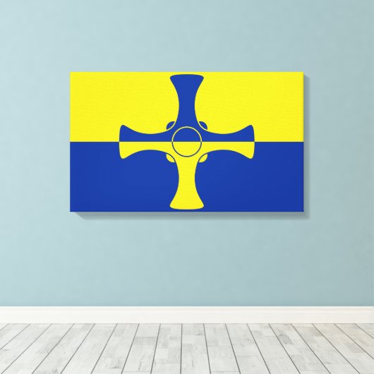 Vlag van Durham (VK) Canvas Afdruk (Insitu (Houten vloer))