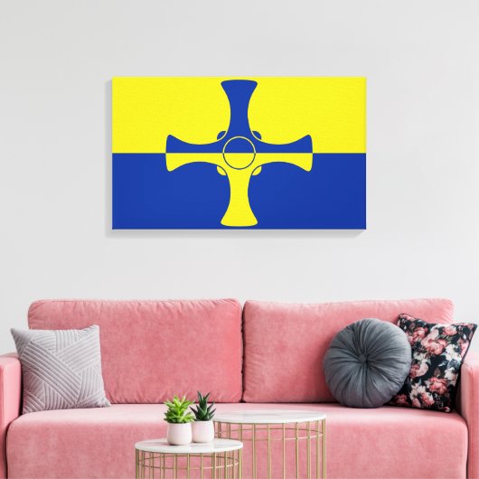 Vlag van Durham (VK) Canvas Afdruk (Insitu (Woonkamer))