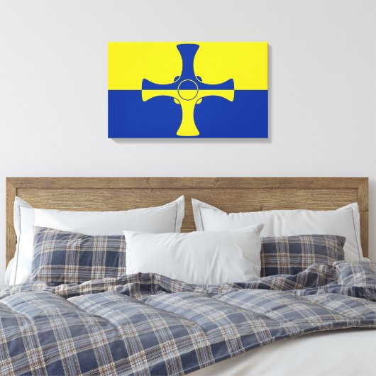 Vlag van Durham (VK) Canvas Afdruk (Insitu (Slaapkamer))