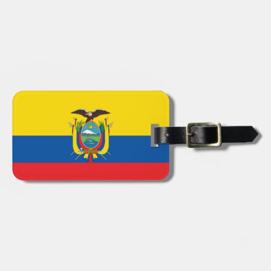 Vlag van Ecuador Bagagelabel met lederriem (Voorkant horizontaal)