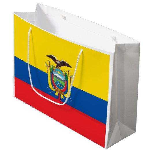 Vlag van Ecuador Groot Cadeauzakje (Voorkant Gekanteld)