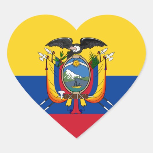 Vlag van Ecuador Hart Sticker (Voorkant)