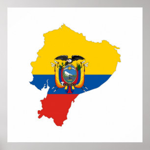 vlag van ecuador - land - plattegrond silhouet - s poster