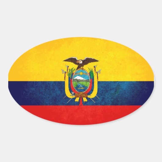 Vlag van Ecuador Ovale Sticker (Voorkant)