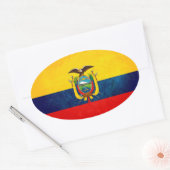 Vlag van Ecuador Ovale Sticker (Envelop)