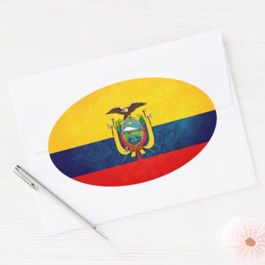 Vlag van Ecuador Ovale Sticker (Envelop)