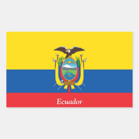 Vlag van Ecuador Rechthoekige Sticker (Voorkant)