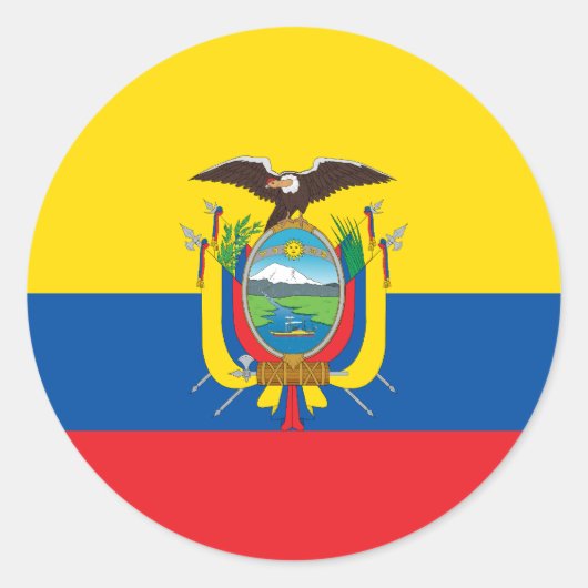 Vlag van Ecuador Ronde Sticker (Voorkant)