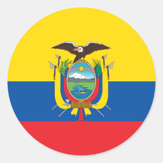 Vlag van Ecuador Ronde Sticker (Voorkant)