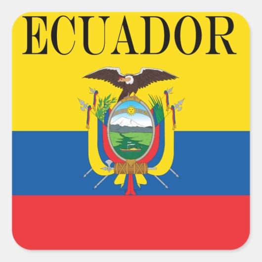 Vlag van Ecuador Vierkante Sticker (Voorkant)