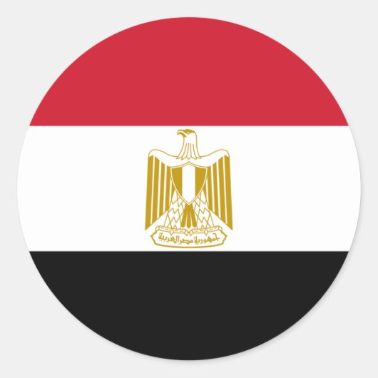 Vlag van Egypte - علمم صر - Egyptische Vlag Ronde Sticker (Voorkant)