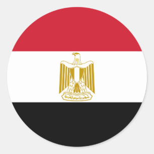 Vlag van Egypte - ع ل م ص - Egyptische vlag -  Ronde Sticker