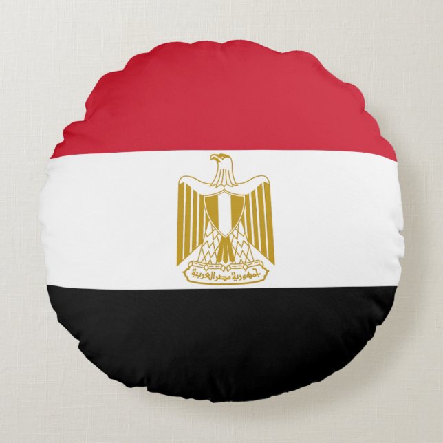 Vlag van Egypte Rond Kussen (Voorkant)