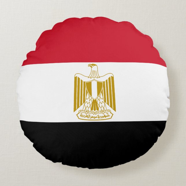 Vlag van Egypte Rond Kussen (Voorkant)