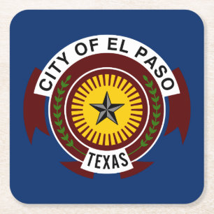 Vlag van El Paso, Texas Square Paper Coaste Kartonnen Onderzetters