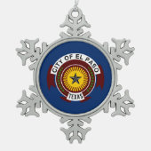 Vlag van El Paso, Texas Tin Sneeuwvlok Ornament (Voorkant)