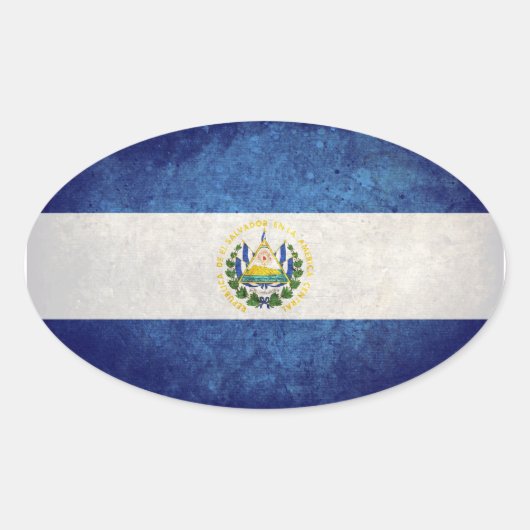 Vlag van El Salvador Ovale Sticker (Voorkant)
