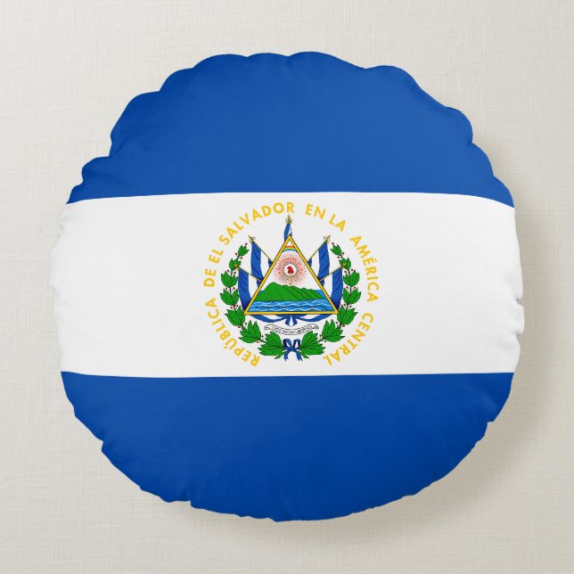 Vlag van El Salvador Rond Kussen (Voorkant)