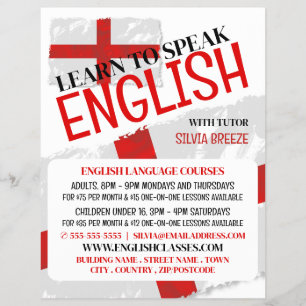 Vlag van Engeland, cursus Engels reclame Flyer