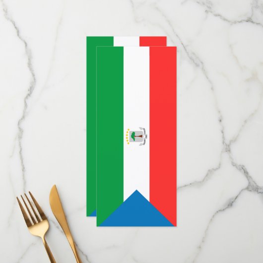 Vlag van Equatoriaal-Guinea Menu (Voorkant / Achterkant in situ)