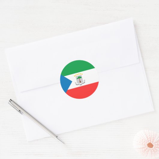 vlag van Equatoriaal-Guinea Ronde Sticker (Envelop)