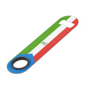 Vlag van Equatoriaal-Guinea Speed Flessenopener (Voorkant Gekanteld)