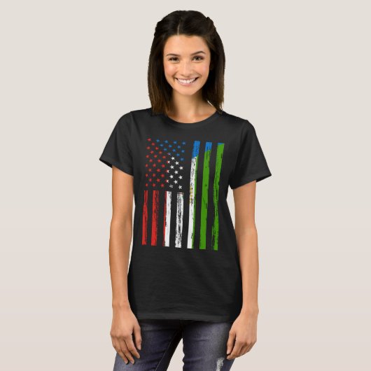 Vlag van Equatoriaal-Guinea Vlag van Amerika US Eq T-shirt (Voorkant volledig)