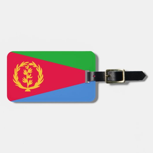 Vlag van Eritrea Bagagelabel met lederen riem (Voorkant horizontaal)