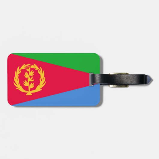 Vlag van Eritrea Bagagelabel met lederen riem (Achterkant horizontaal)