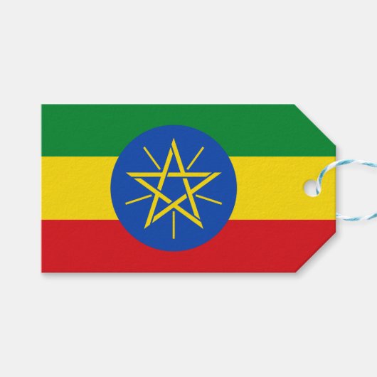 Vlag van Ethiopië Cadeaulabel (Voorkant (Horizontaal))