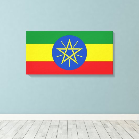 vlag van Ethiopië Canvas Afdruk (Insitu (Houten vloer))