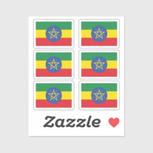 Vlag van Ethiopië Collectie pack van 6 Sticker