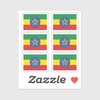 Vlag van Ethiopië Collectie pack van 6 Sticker