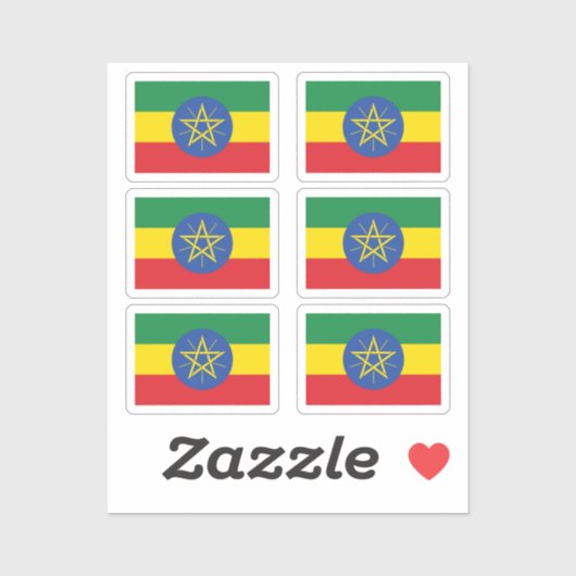 Vlag van Ethiopië Collectie pack van 6 Sticker (Vel)