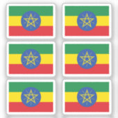 Vlag van Ethiopië Collectie pack van 6 Sticker (Voorkant)
