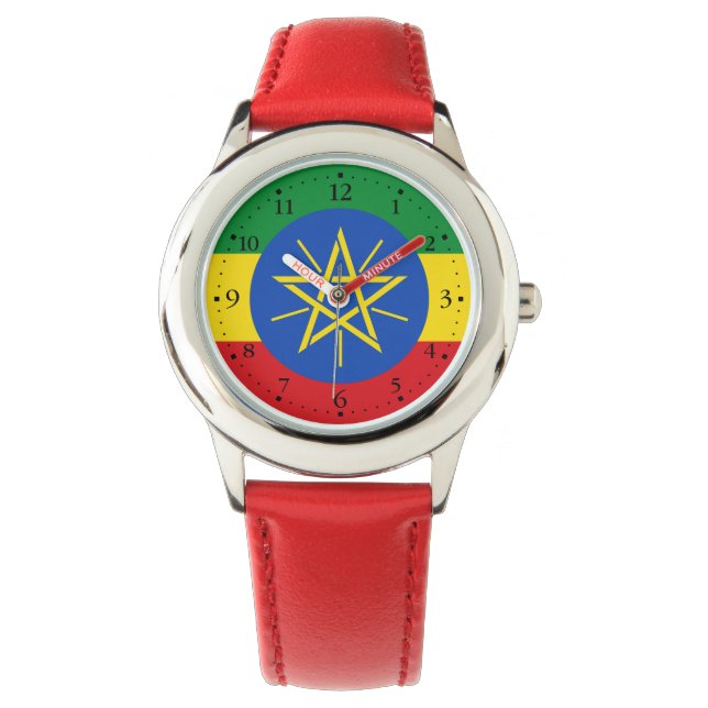 Vlag van Ethiopië Horloge (Voorkant)