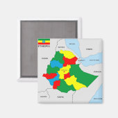vlag van ethiopië - landenkaart magneet (Voorkant / Achterkant)