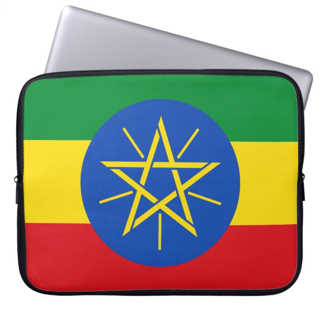 vlag van Ethiopië Laptop Sleeve (Voorkant)