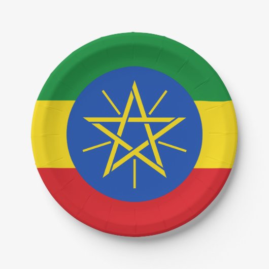 Vlag van Ethiopië Papieren Bordje (Voorkant)