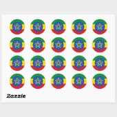 vlag van Ethiopië Ronde Sticker (Vel)