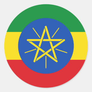 vlag van Ethiopië Ronde Sticker