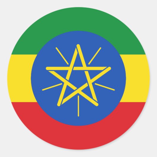 vlag van Ethiopië Ronde Sticker (Voorkant)